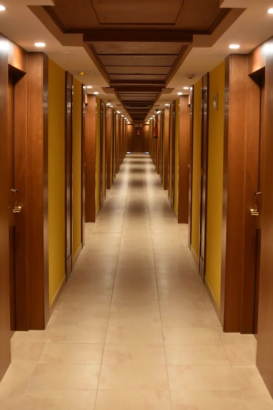 Hotel corridor with premium tile flooring — Las Vegas resort